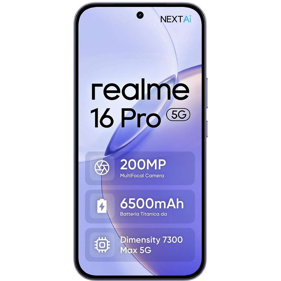 Realme 16 Pro Smartphone 5G 17,2 cm (6.78") AMOLED 144Hz 8 GB 512 GB 50 MP OIS Viola (Orchid Purple)