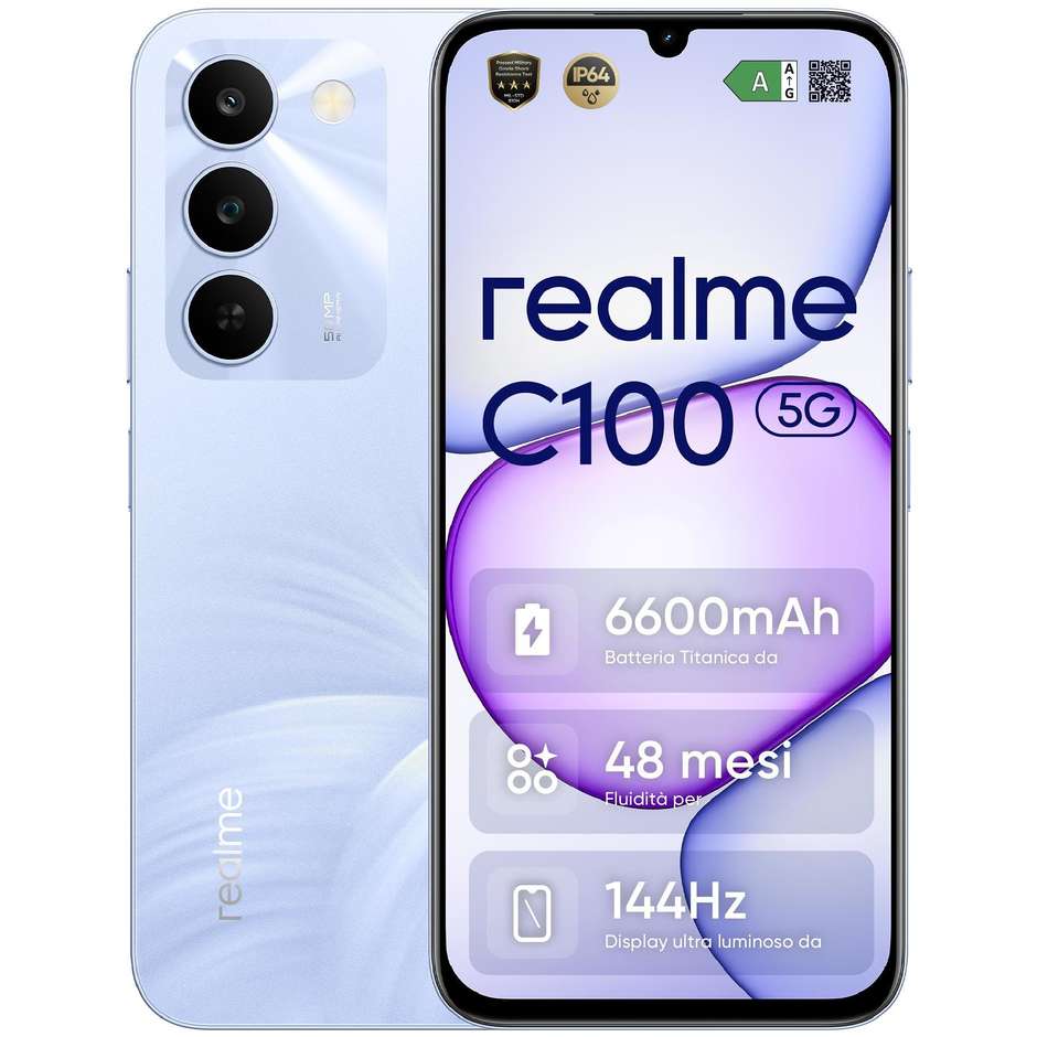 Realme C100 Smartphone 5G 17,2 cm (6.8") 144Hz 4 GB 128 GB 50 MP AI 5000 mAh Viola (Purple)