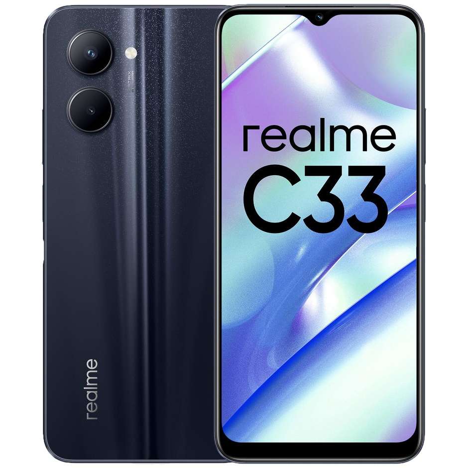 Realme C33 Smartphone 4G 6.5" Ram 4 Gb Memoria 128 Gb Android 12 Colore Nero