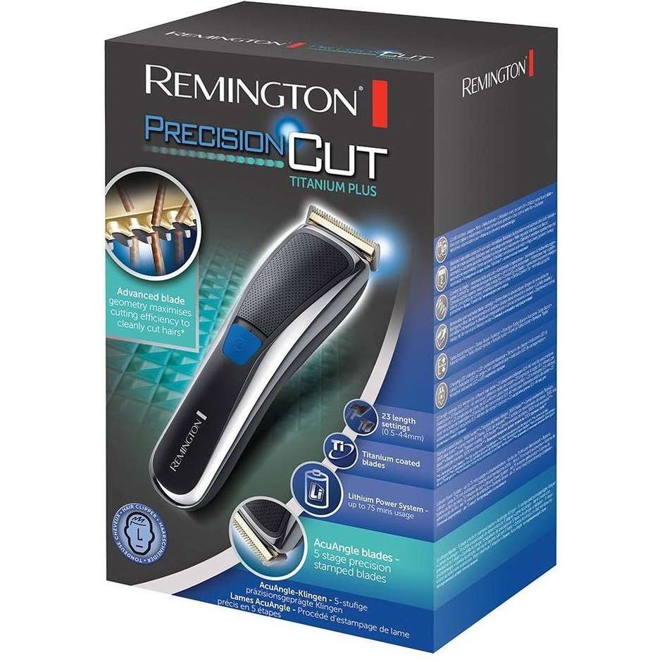 Remington HC5700 PrecisionCut Titanium Plus Tagliacapelli Ricaricabile Colore Nero/ Grigio/ Blu