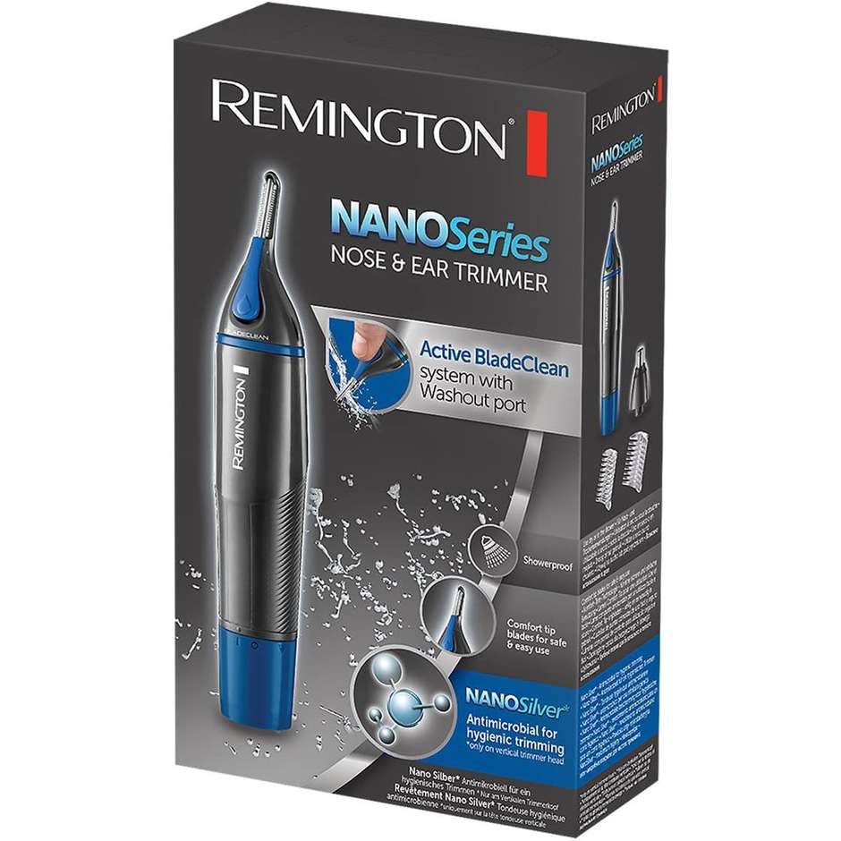 Remington NE3850 Nano Series Rifinitore peli naso e orecchie colore nero e blu