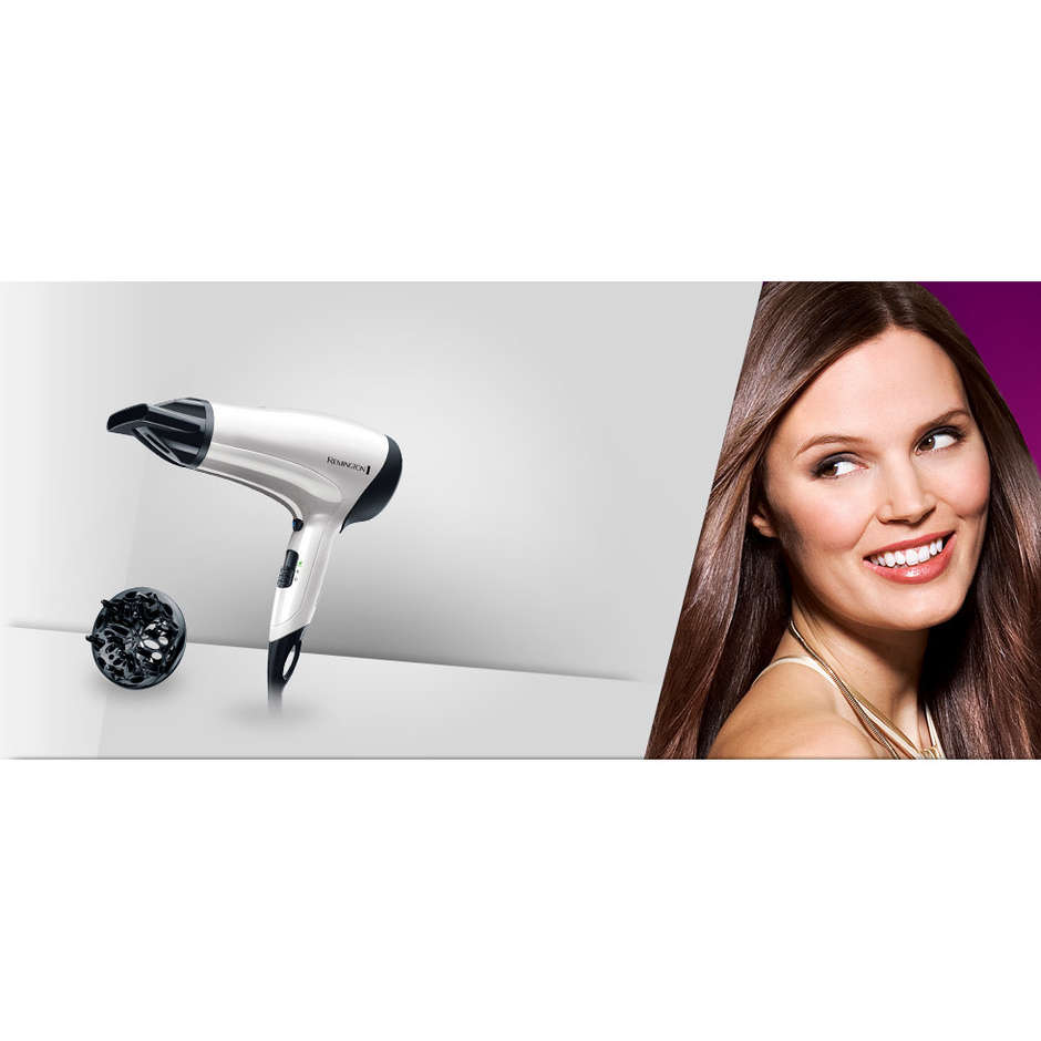 Remington Power Volume 2000 D3015 Asciugacapelli Eco con Griglia Ceramica Ionica 2000 W Bianco