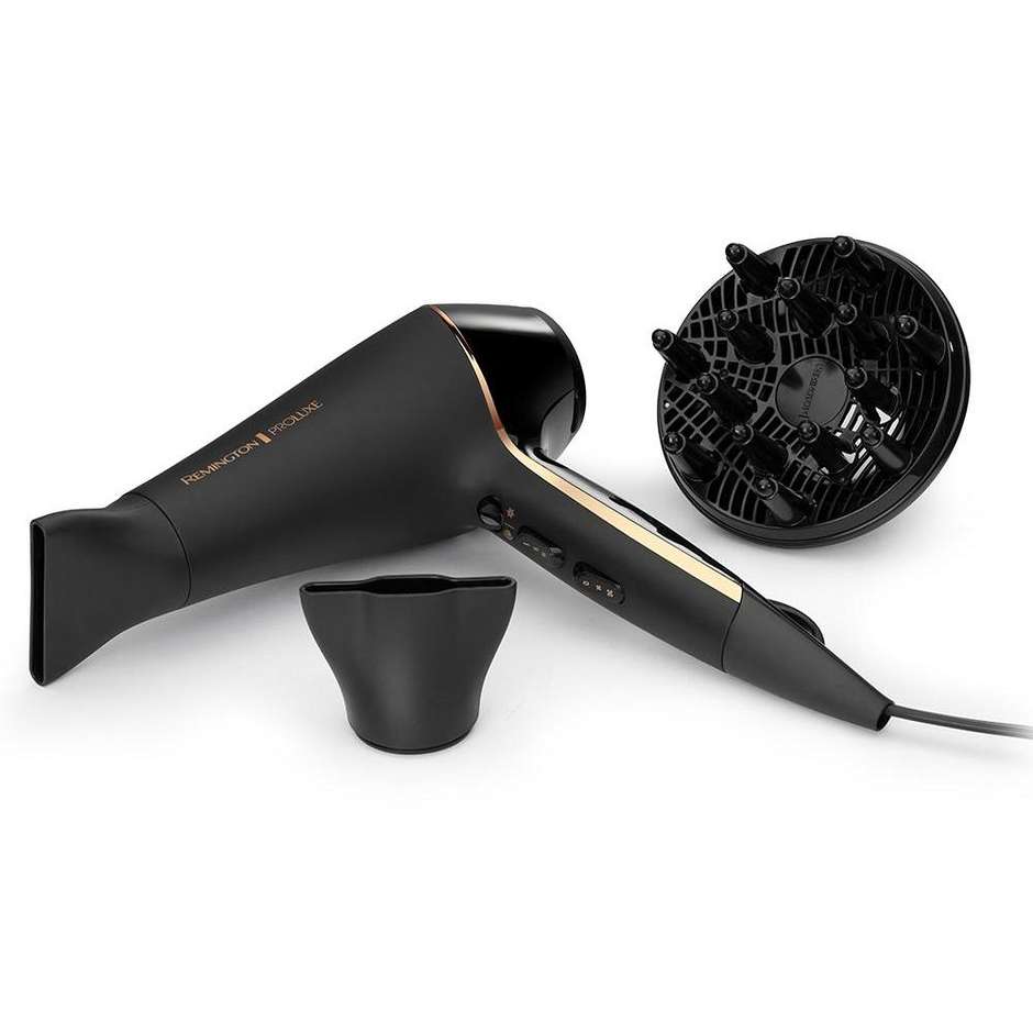Remington PROluxe Midnight Edition AC9140BK Asciugacapelli Professionale AC 2400 W con Tecnologia OPTIheat Nero