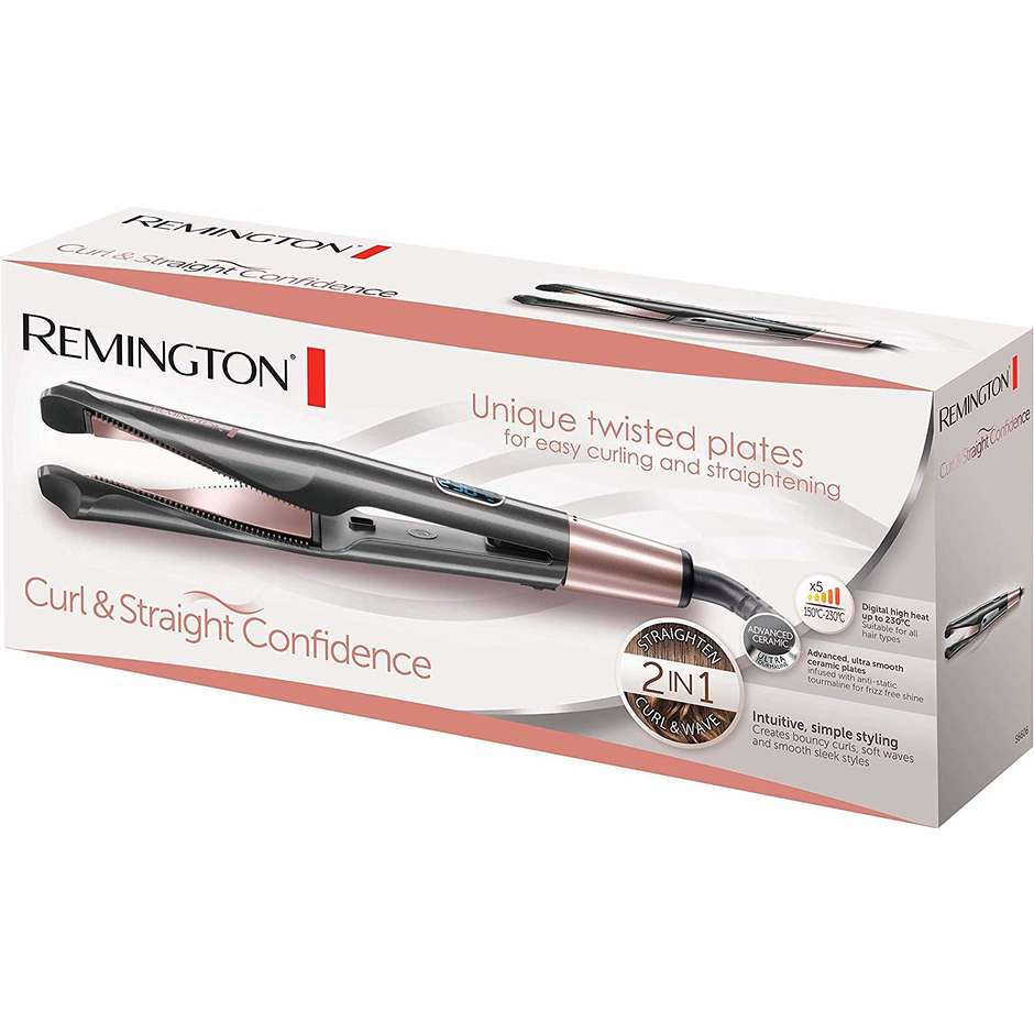 Remington S6606 Curl & Straight Confidence piastra design a spirale colore grigio e rosa
