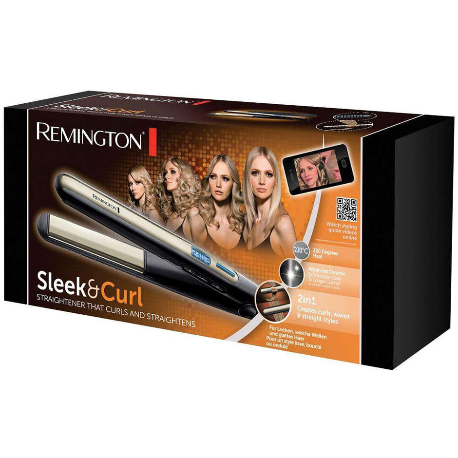 Remington Sleek & Curl S6500 Piastra per Capelli Stretta 2 in 1 Liscio e Ricci Ceramica Nero