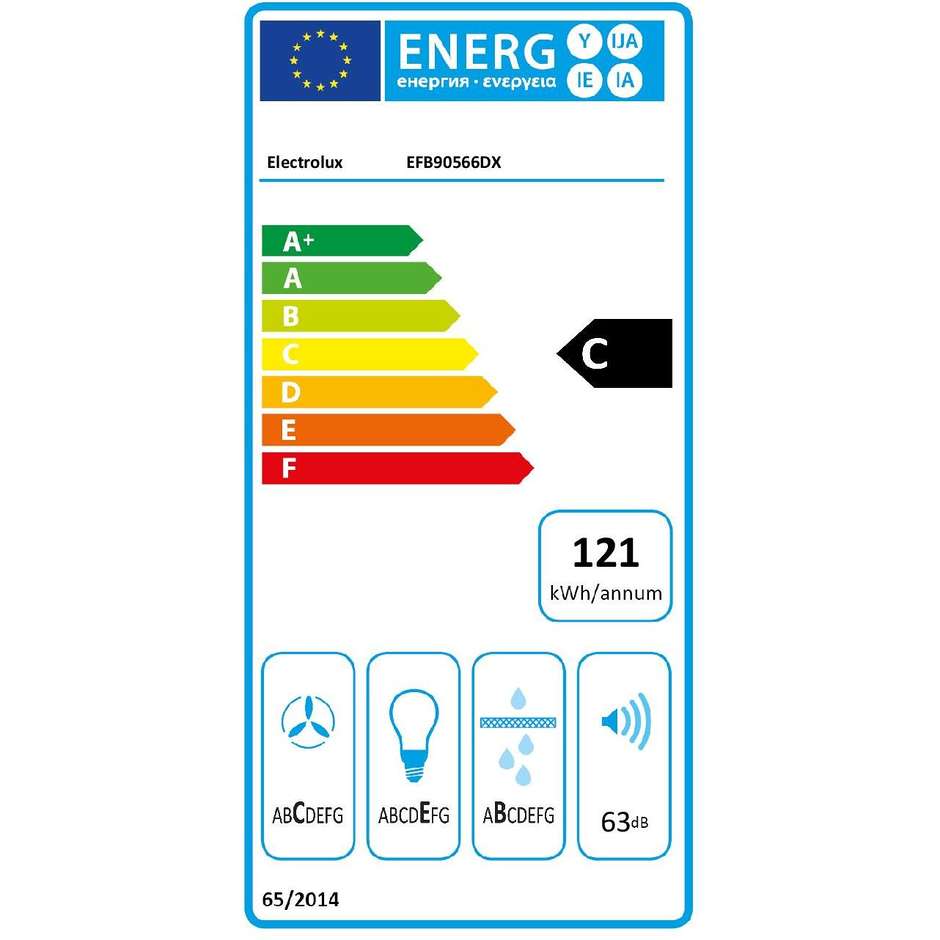 Rex/Electrolux EFB90566DX cappa a camino 90 cm classe C colore inox