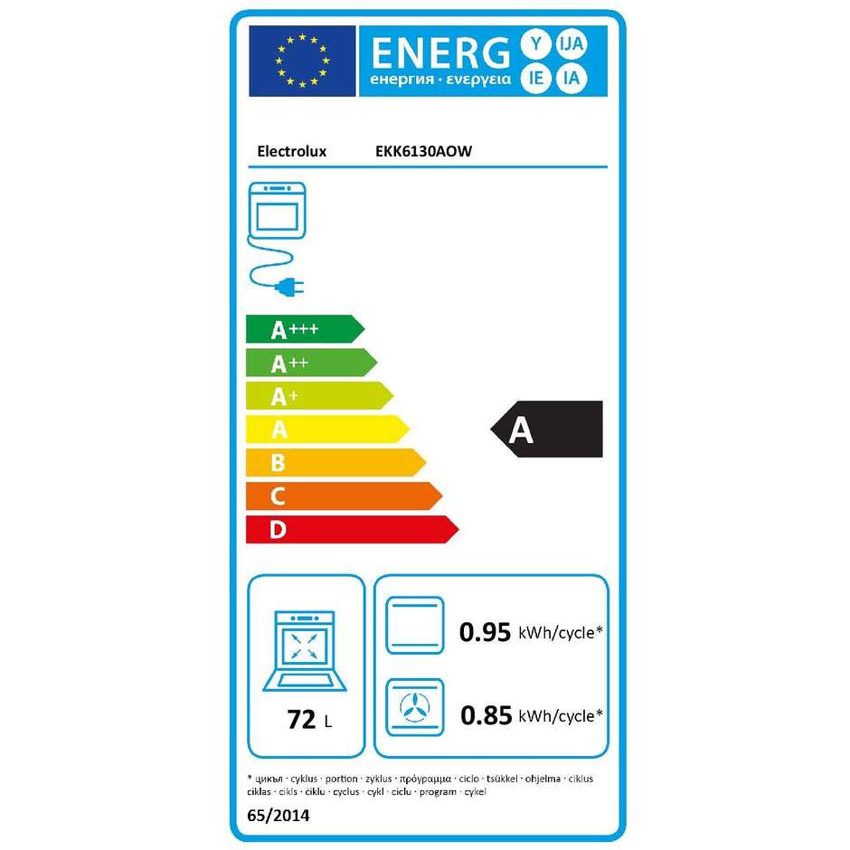 Rex/Electrolux EKK6130AOW cucina 60x60 4 fuochi a gas forno elettrico 74 litri classe A colore bianco