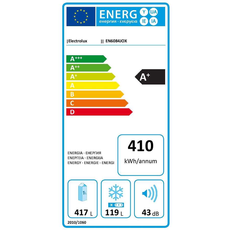Rex/Electrolux EN6084JOX frigorifero side by side 536 litri classe A+ FrostFree/No Frost colore inox
