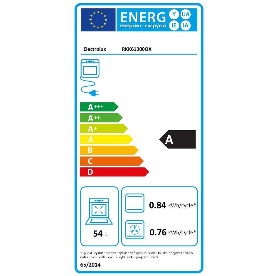 Rex/Electrolux RKK61300OX cucina 60x60 4 fuochi a gas forno elettrico multifunzione 56 litri classe A colore inox