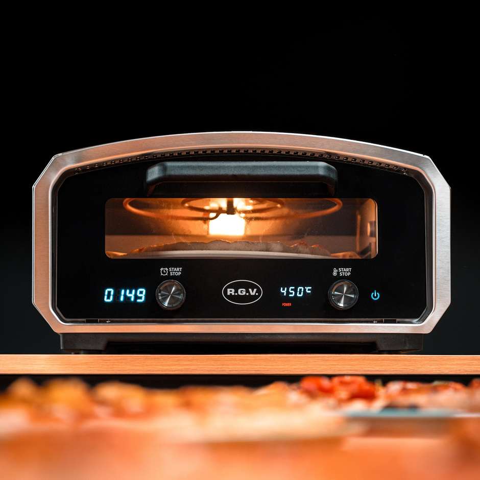 RGV Vulcano forno elettrico per pizza con pietra rotante da 33 cm, fino a 450 °C