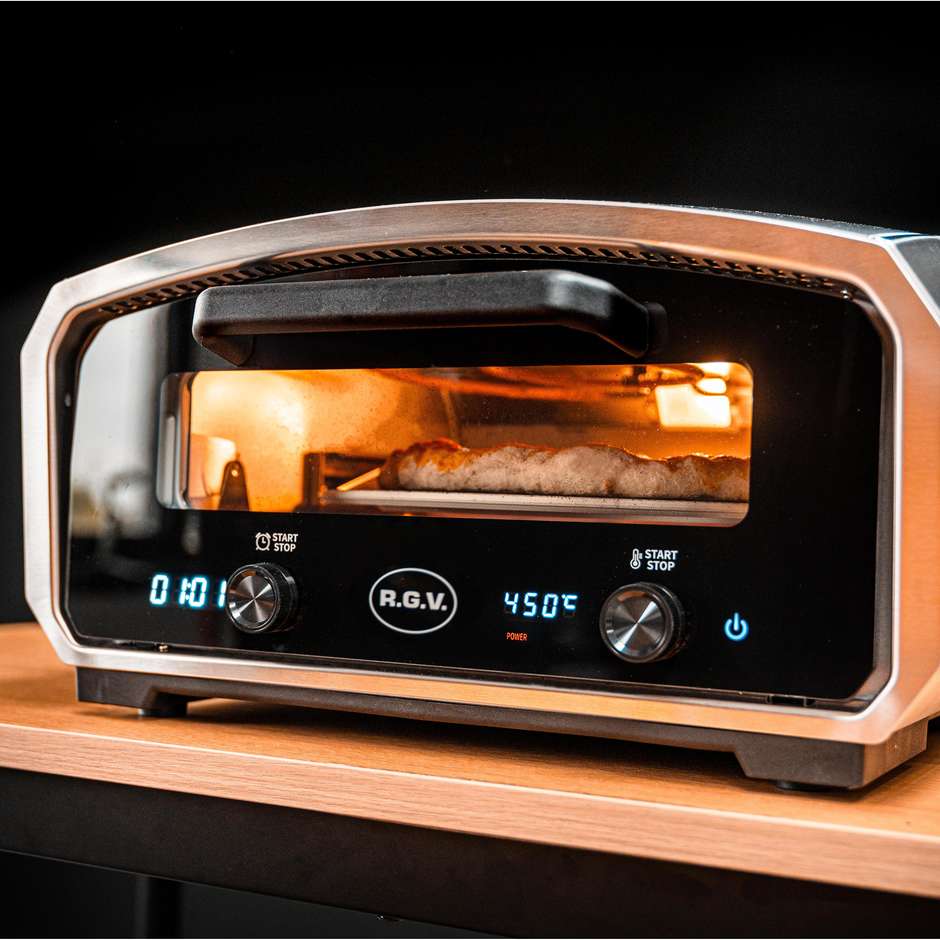 RGV Vulcano forno elettrico per pizza con pietra rotante da 33 cm, fino a 450 °C