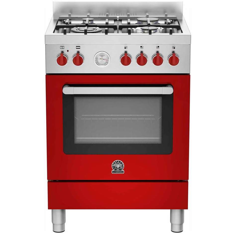 RI64C71BXR La Germania cucina 60x60 4 fuochi a gas forno a gas ventilato con grill elettrico 56 litri classe A+ colore rosso