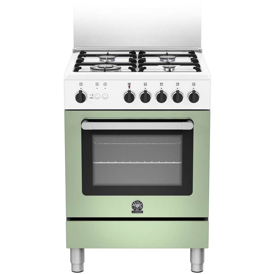 RI64C71CWV La Germania cucina 60x60 4 fuochi a gas forno a gas grill elettrico 56 litri classe A+ colore bianco, verde