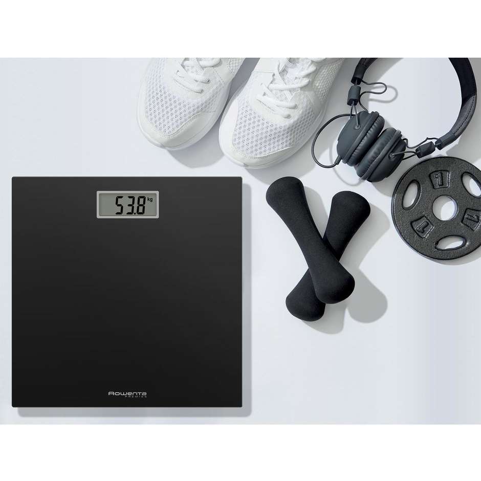Rowenta BS1400V0 bilancia pesapersone elettronica 150 kg, vetro temperato nero