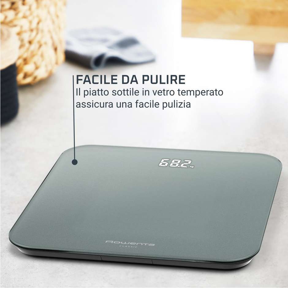 Rowenta Classic 2.0 BS1903V0 bilancia 180 kg con display LED, verde eucalipto