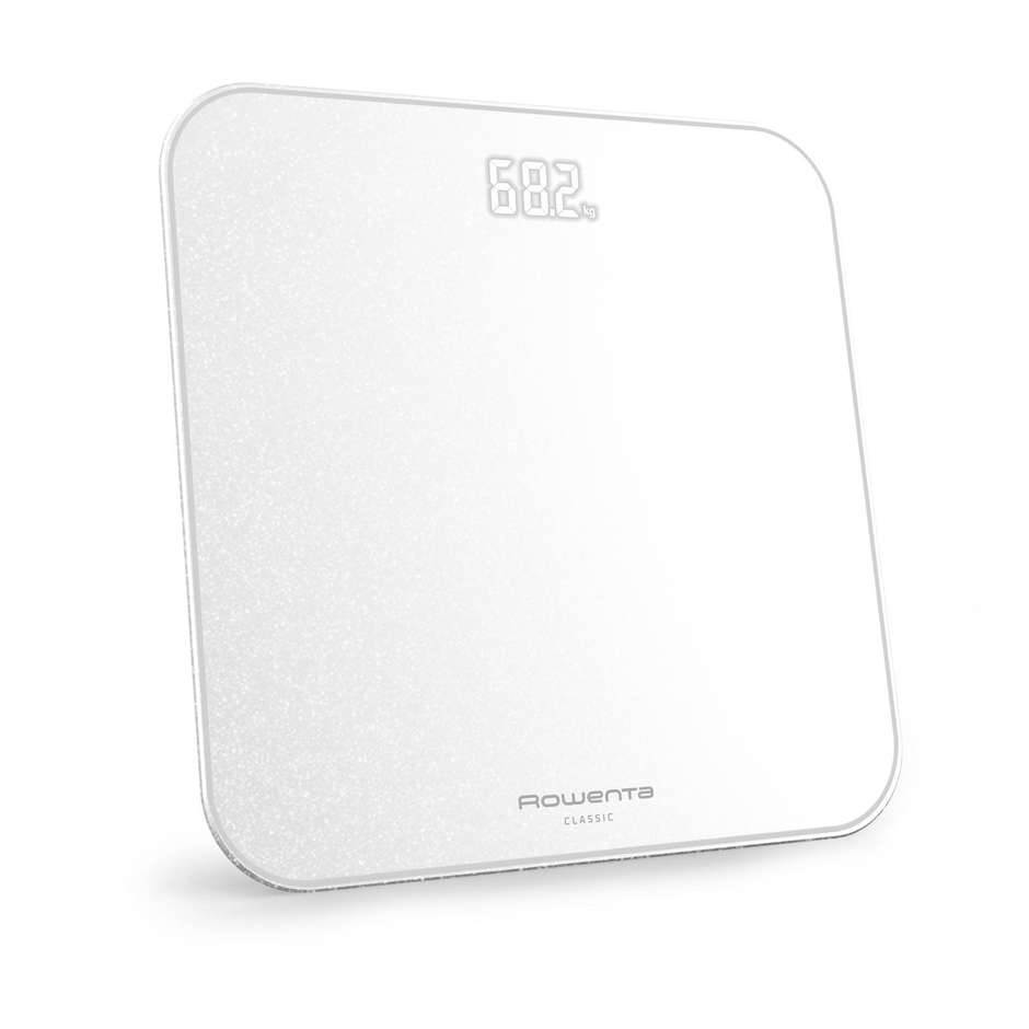 Rowenta Classic BS1901V0 Bilancia Pesapersone Digitale in Vetro Temperato 180 kg Display LED Bianco