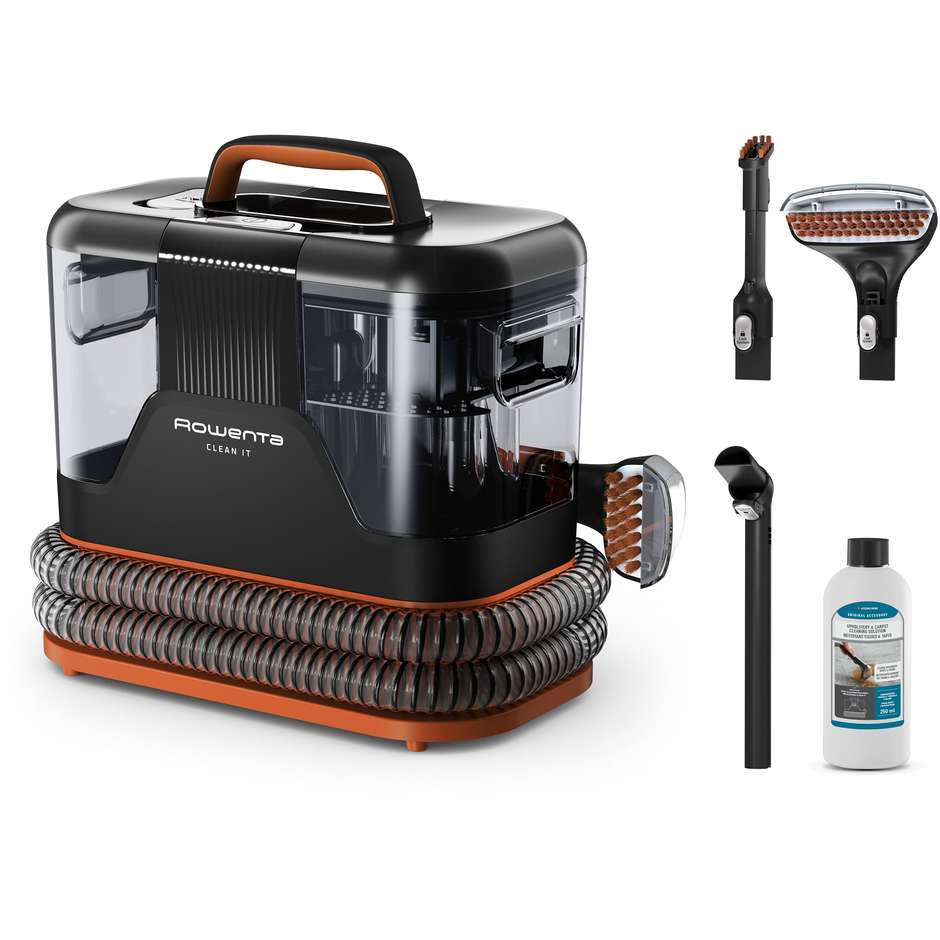 Rowenta Clean It IN5011F0 Aspirapolvere a traino 1,5 L Bagnato Potenza 400 W Senza sacchetto Colore Nero, Marrone