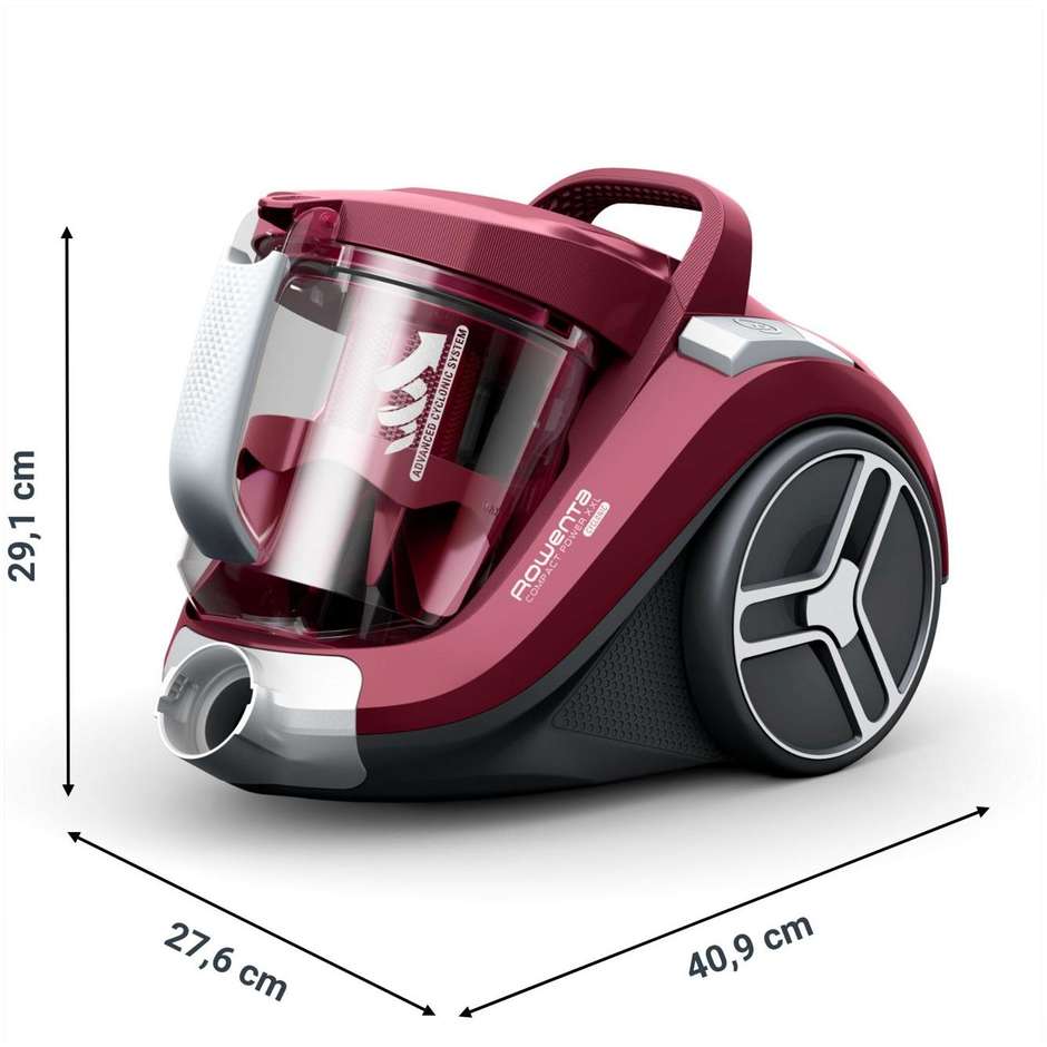 Rowenta Compact Power XXL RO4B63 Aspirapolvere Capacitàa 2,5 L a cilindro Secco Potenza 900 W Senza sacchetto Colore Rosso