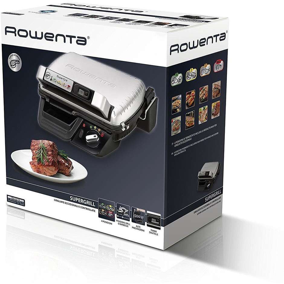 Rowenta GR451 SuperGrill bistecchiera elettrica 2000 Watt colore inox