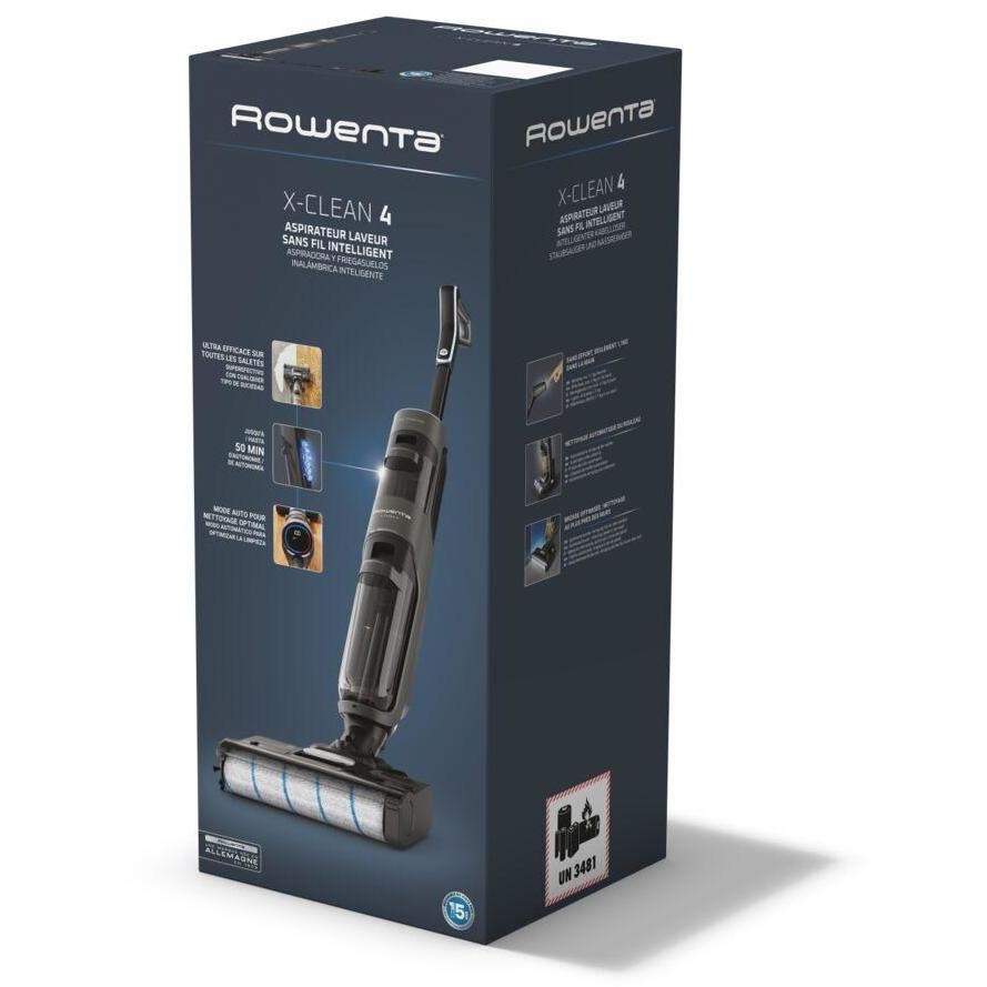 Rowenta GZ5035WO X-Clean 4 Lavapavimenti Senza Fili con Auto-Propulsione e Rilevazione Automatica dello Sporco Autonomia 50 min