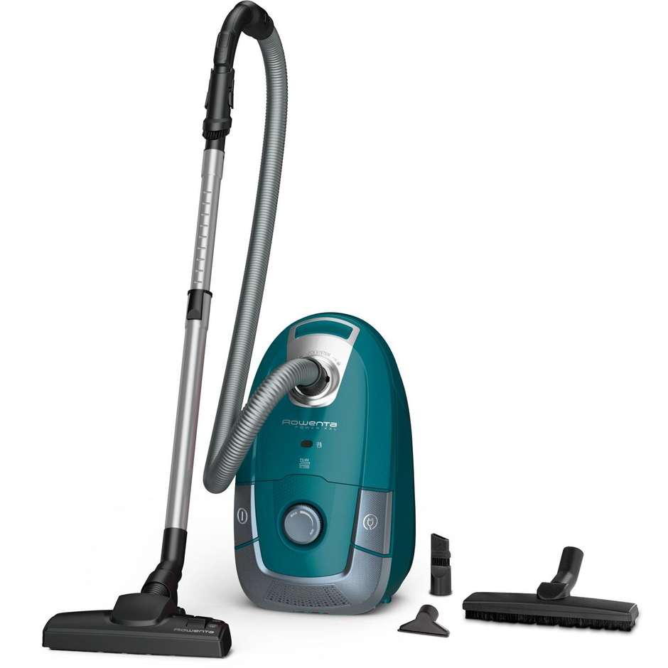 Rowenta Power XXL Silence RO3142 Aspirapolvere a Traino con Sacco 450 W 4,5 L Grigio e Turchese