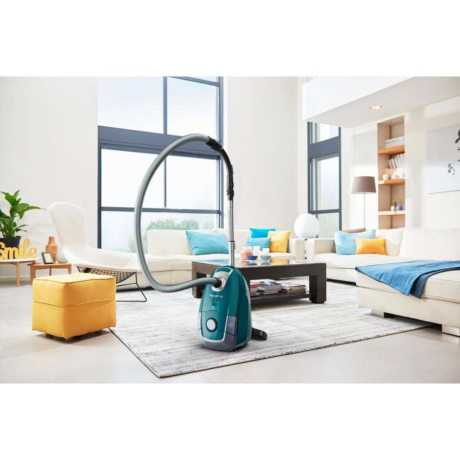 Rowenta Power XXL Silence RO3142 Aspirapolvere con Sacco Silenzioso 70dB 450W Sacco 4,5L Raggio 11m Blu