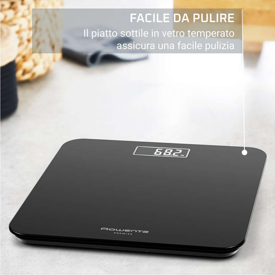 Rowenta Premiss 2.0 BS1800V0 bilancia elettronica nera 160 kg con display LCD