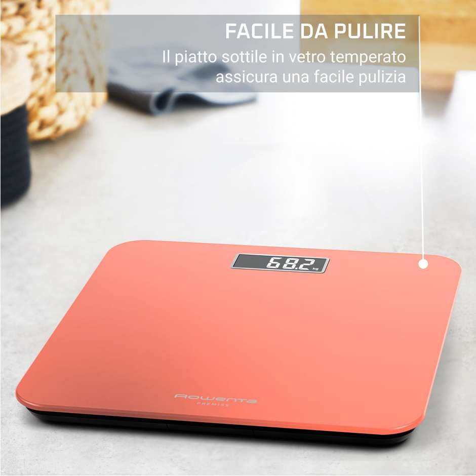 Rowenta Premiss 2.0 BS1803V0 bilancia elettronica 160 kg, display LCD e colore arancione