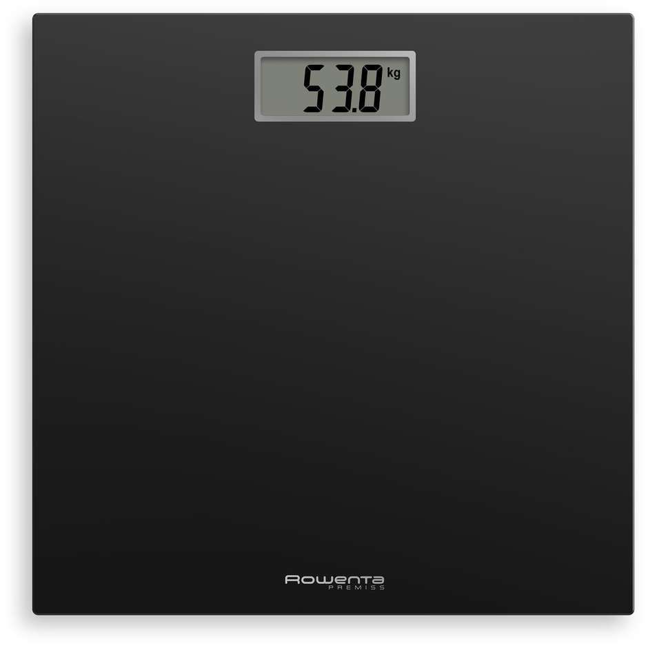 Rowenta Premiss BS1400 Bilancia Pesapersone Digitale in Vetro Temperato Slim 150 kg Display LCD Nero