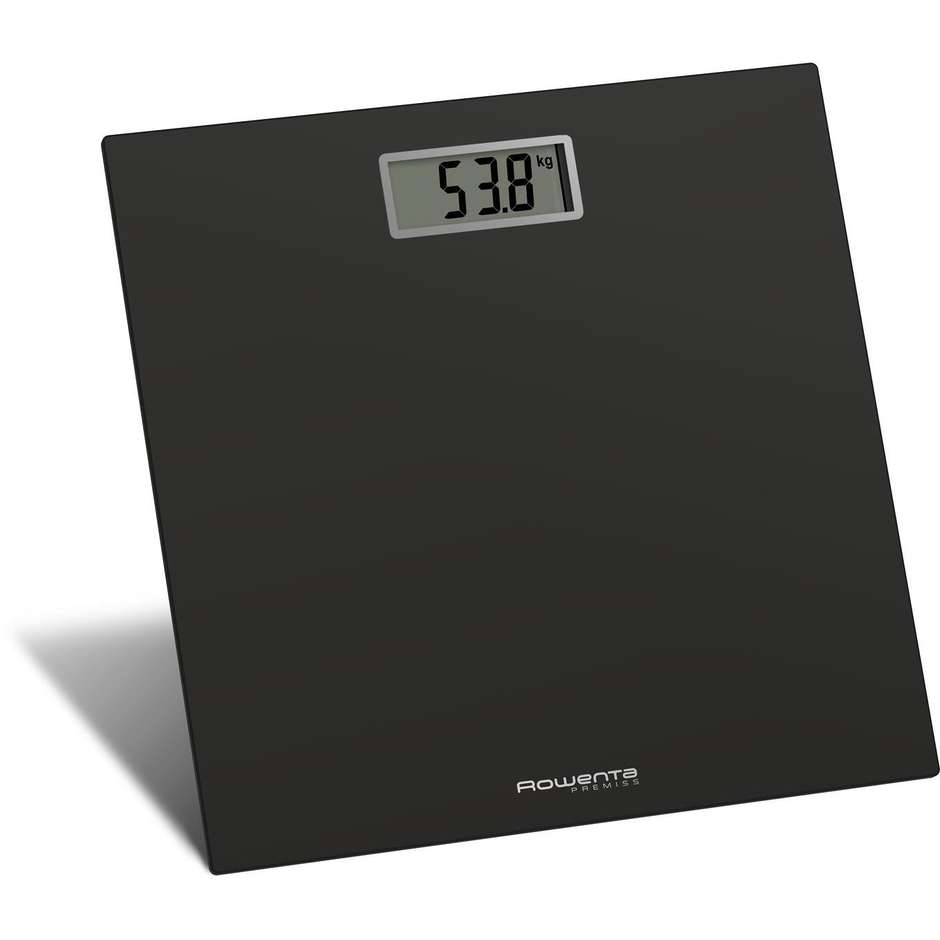 Rowenta Premiss BS1400 Bilancia Pesapersone Digitale in Vetro Temperato Slim 150 kg Display LCD Nero