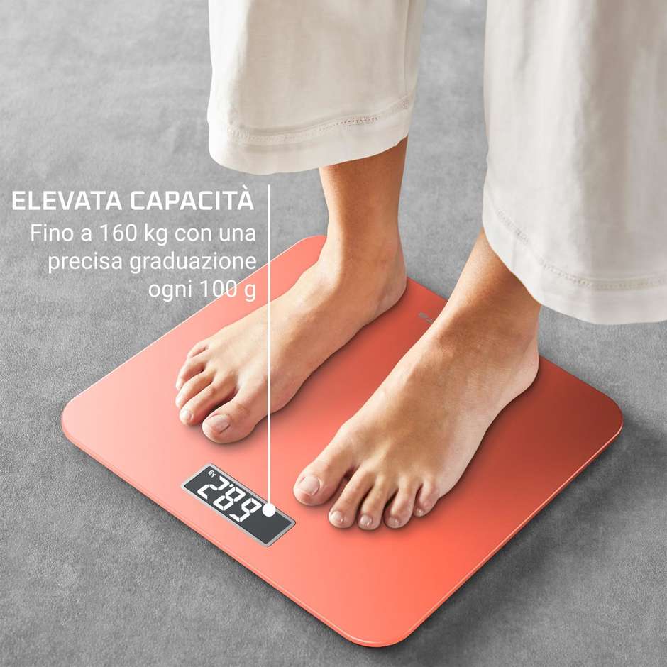Rowenta Premiss BS1803V0 Bilancia Pesapersone Digitale Slim 160 kg Display LCD Arancione