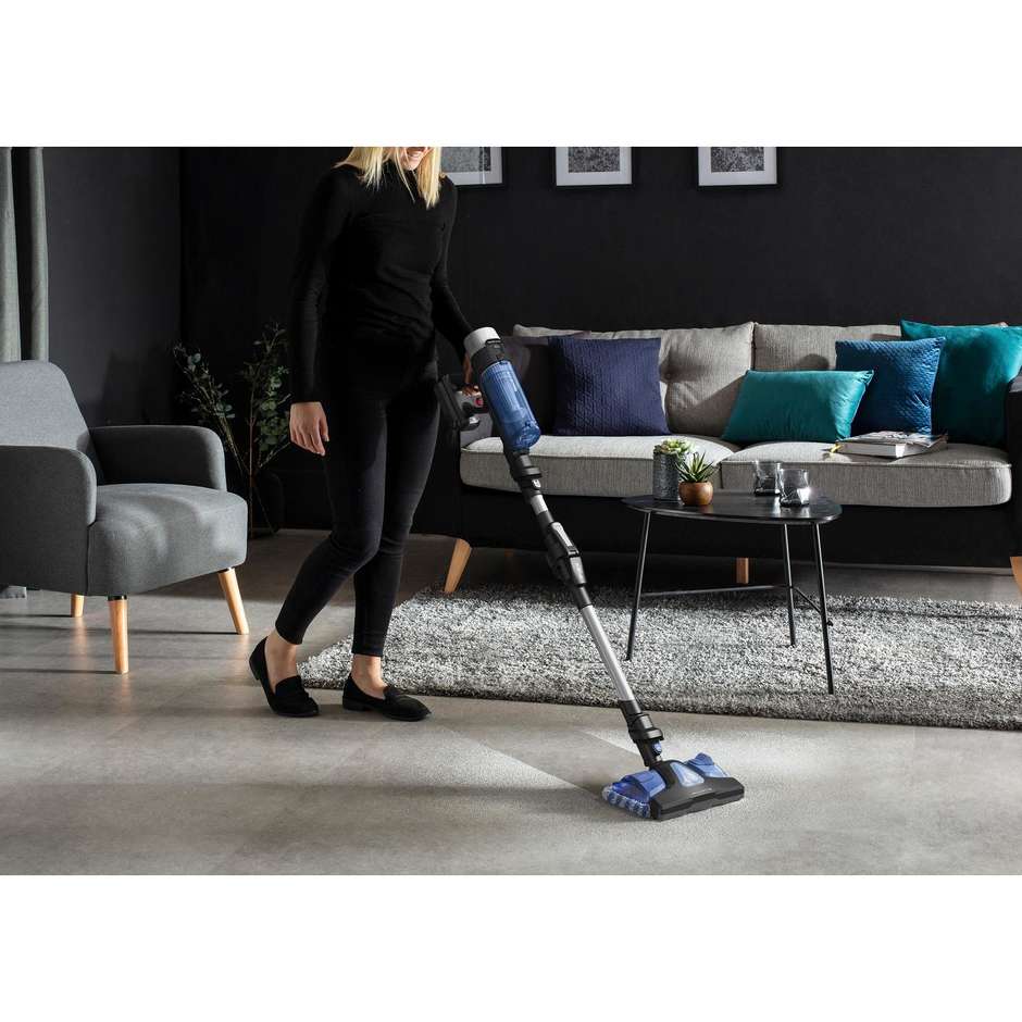 Rowenta RH20C0 Aspirapolvere a Bastone 2 in 1 Ricaricabile Ciclonico 250 W 18 V 0,4 L Argento e Blu