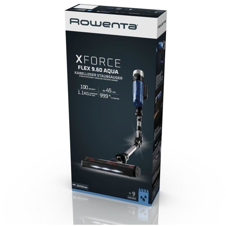 Rowenta RH20C0 Aspirapolvere a Bastone 2 in 1 Ricaricabile Ciclonico 250 W 18 V 0,4 L Argento e Blu