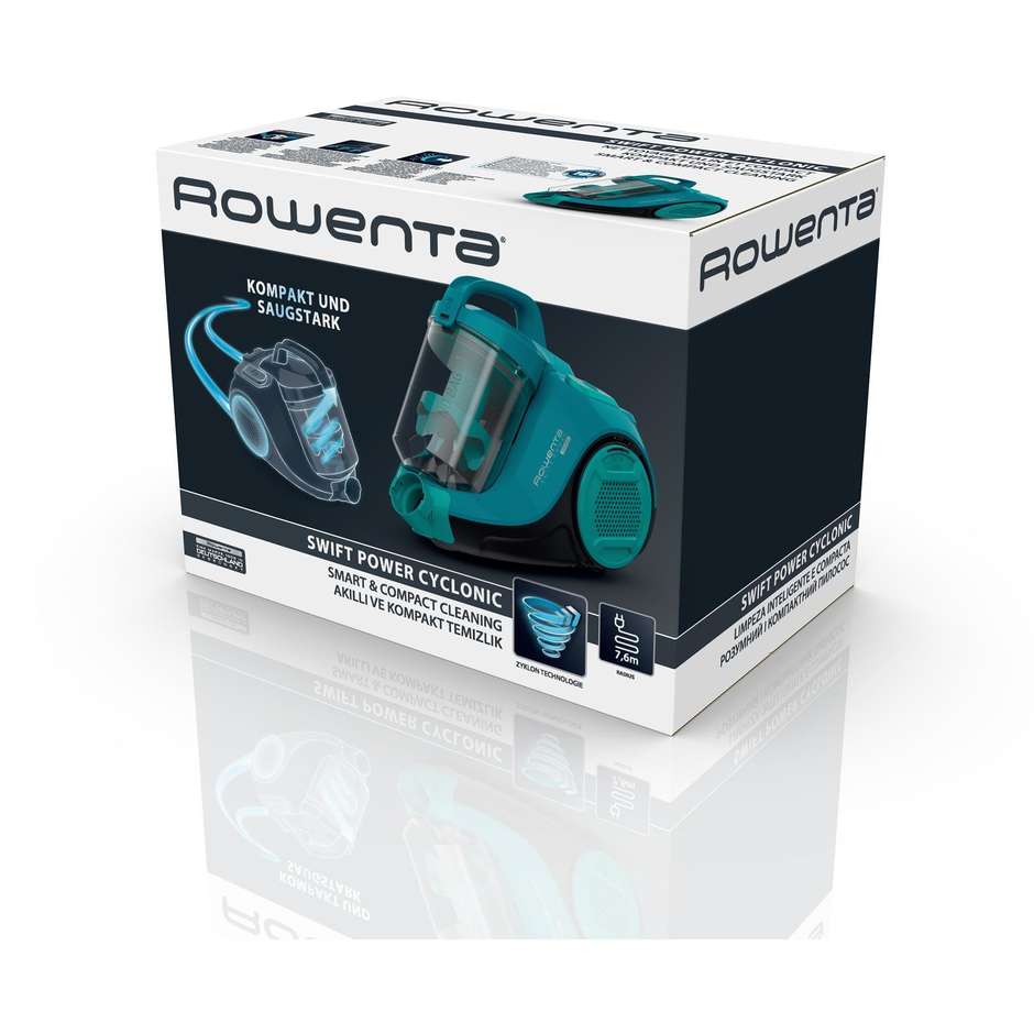 Rowenta RO2932EA Aspirapolvere a Traino Ciclonico Senza Sacco 750 W Turchese