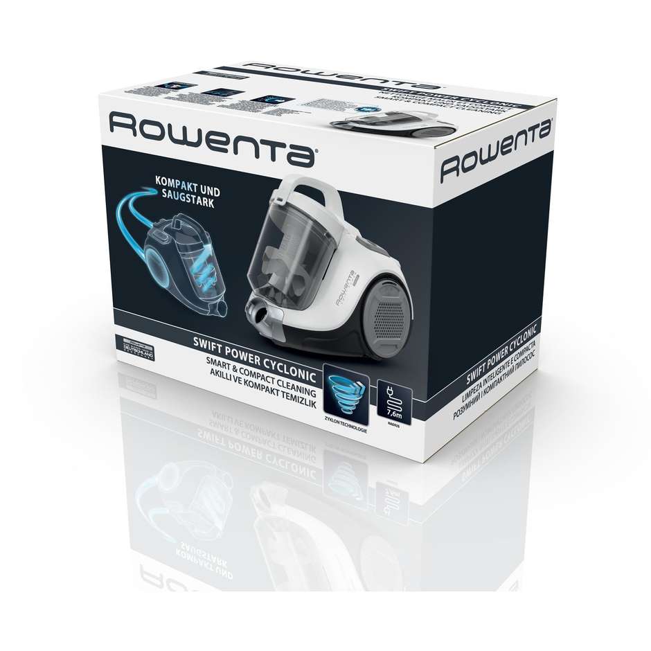 Rowenta RO2957 Swift Power Cyclonic aspirapolvere potenza 750 W colore bianco e grigio