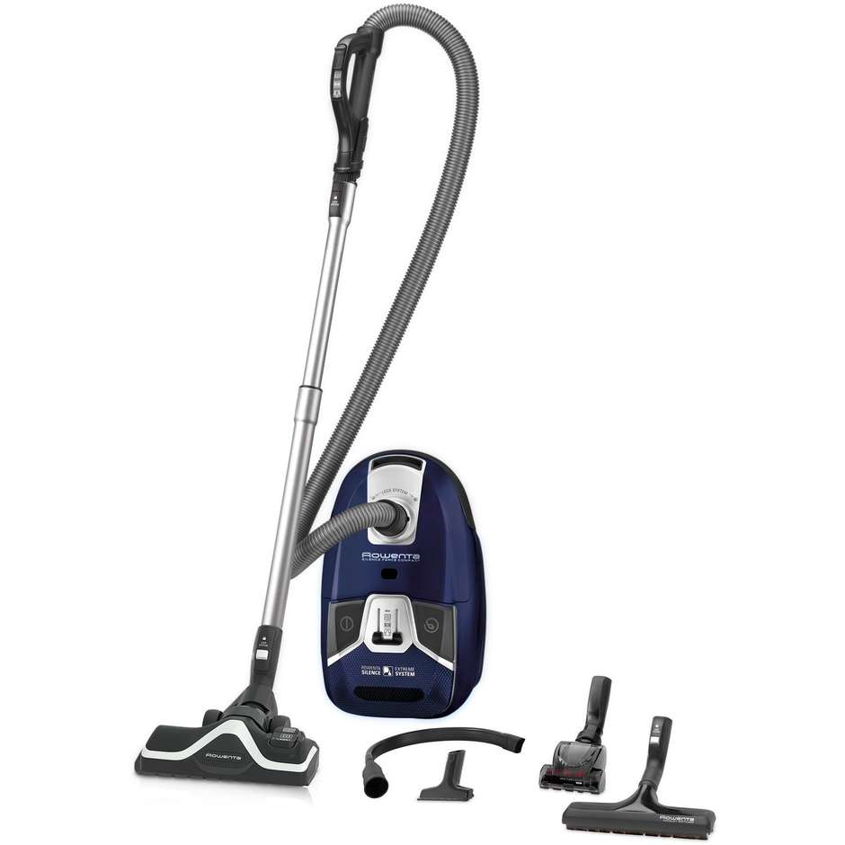 Rowenta Silence Force Compact 4A RO6371EA Aspirapolvere con Sacco Ultrasilenzioso 67dB 550W Sacco 3,5L Blu