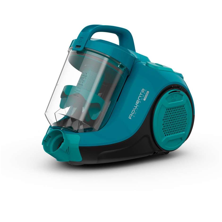 Rowenta Swift Power Cyclonic RO2932EA Aspirapolvere a Traino Ciclonico Senza Sacco 750W Compatto 1,2L Blu e Nero