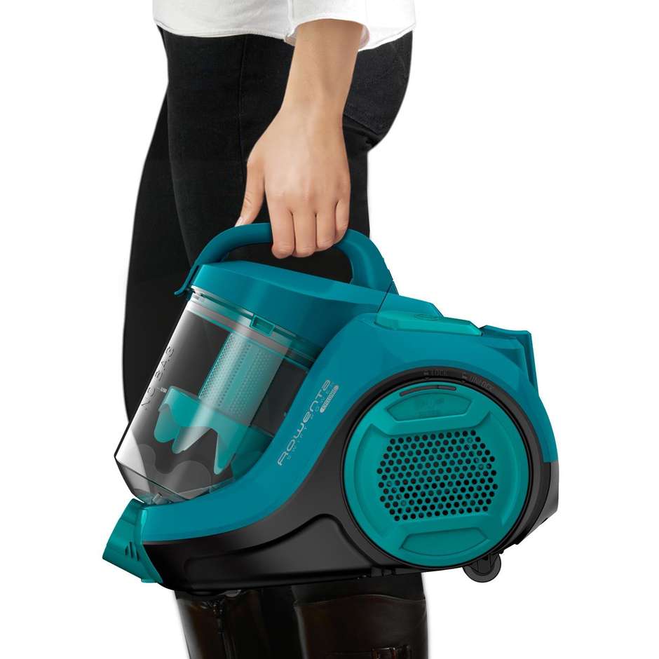 Rowenta Swift Power Cyclonic RO2932EA Aspirapolvere a Traino Ciclonico Senza Sacco 750W Compatto 1,2L Blu e Nero
