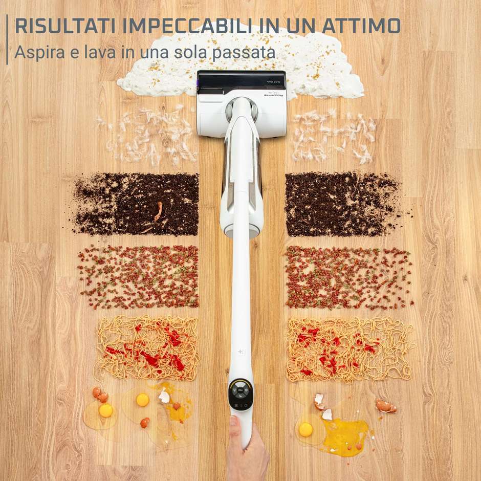 Rowenta X Clean 10 2 in 1 Aspirapolvere a batteria secco e umido senza sacco 200 W Colore Argento, Bianco