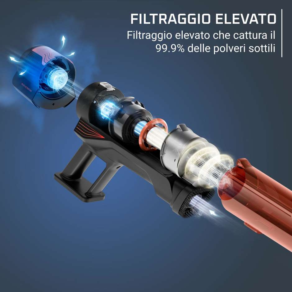 Rowenta X-Force 8.80 RH1872 Aspirapolvere Stick 4-in-1 100 AW Animal Care, Rosso