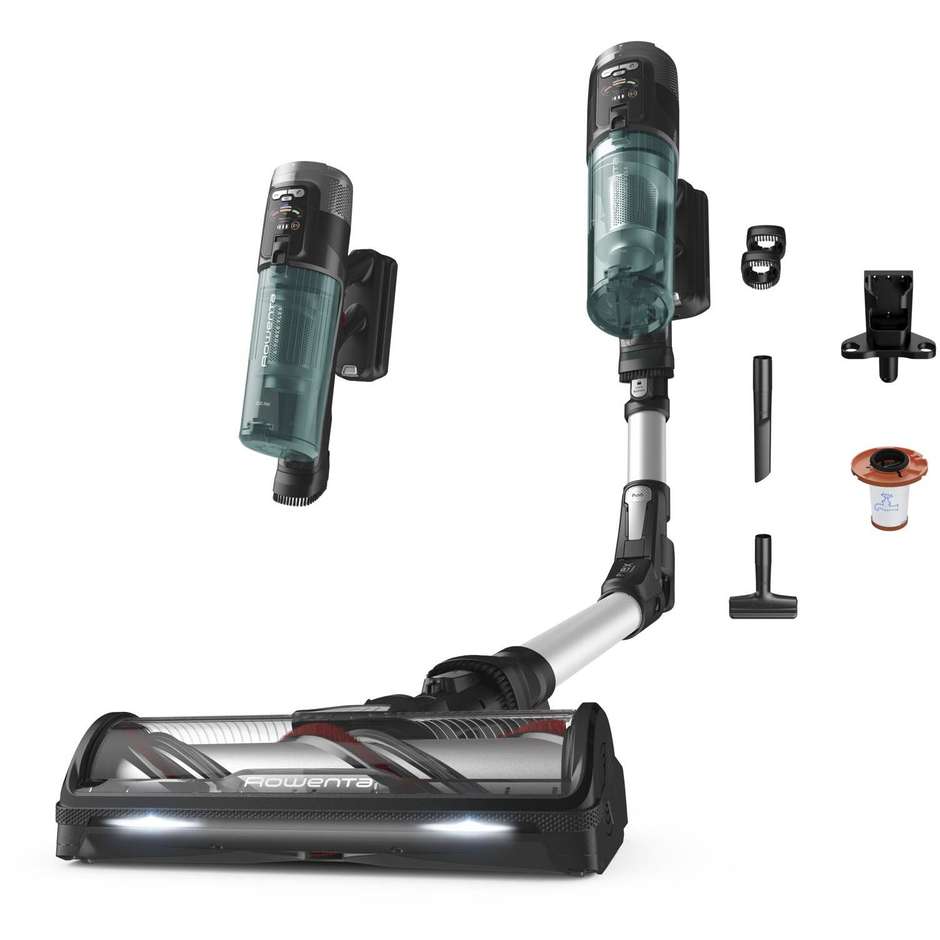Rowenta X-Force Flex 12.60 Neo (RH9A32) Aspirapolvere Senza Filo 150W 150AW con Tubo Flessibile Verde e Alluminio