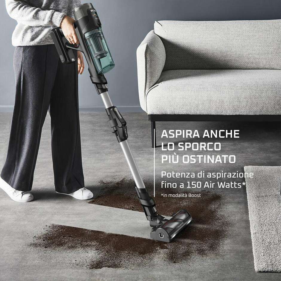 Rowenta X-Force Flex 12.60 Neo (RH9A32) Aspirapolvere Senza Filo 150W 150AW con Tubo Flessibile Verde e Alluminio