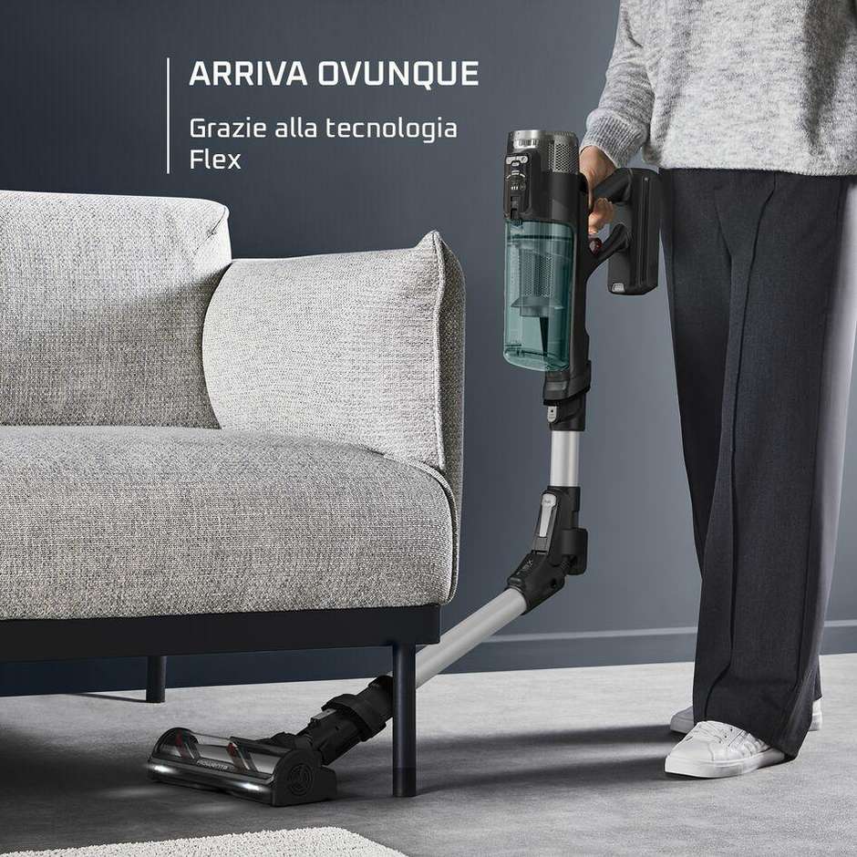 Rowenta X-Force Flex 12.60 Neo (RH9A32) Aspirapolvere Senza Filo 150W 150AW con Tubo Flessibile Verde e Alluminio