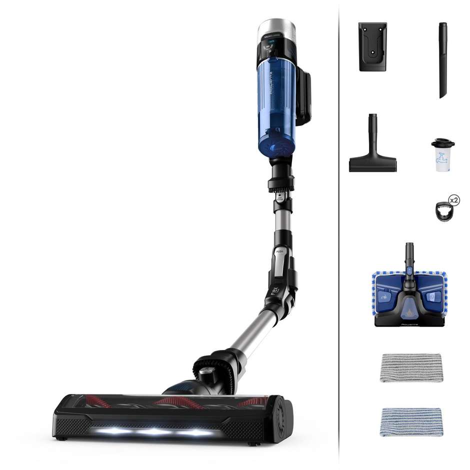 Rowenta X-Force Flex 9.60 Auto (RH20C0) Aspirapolvere Senza Filo 250W 100AW Tubo Flessibile Argento e Blu