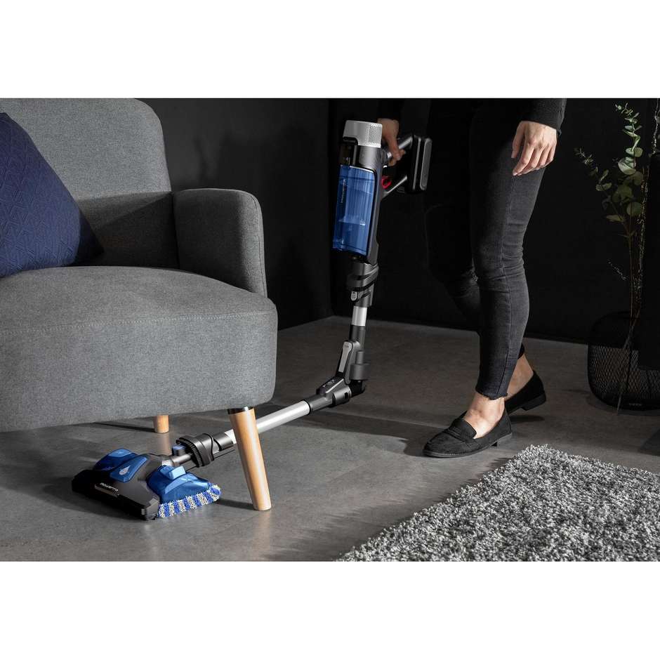 Rowenta X-Force Flex 9.60 Auto (RH20C0) Aspirapolvere Senza Filo 250W 100AW Tubo Flessibile Argento e Blu