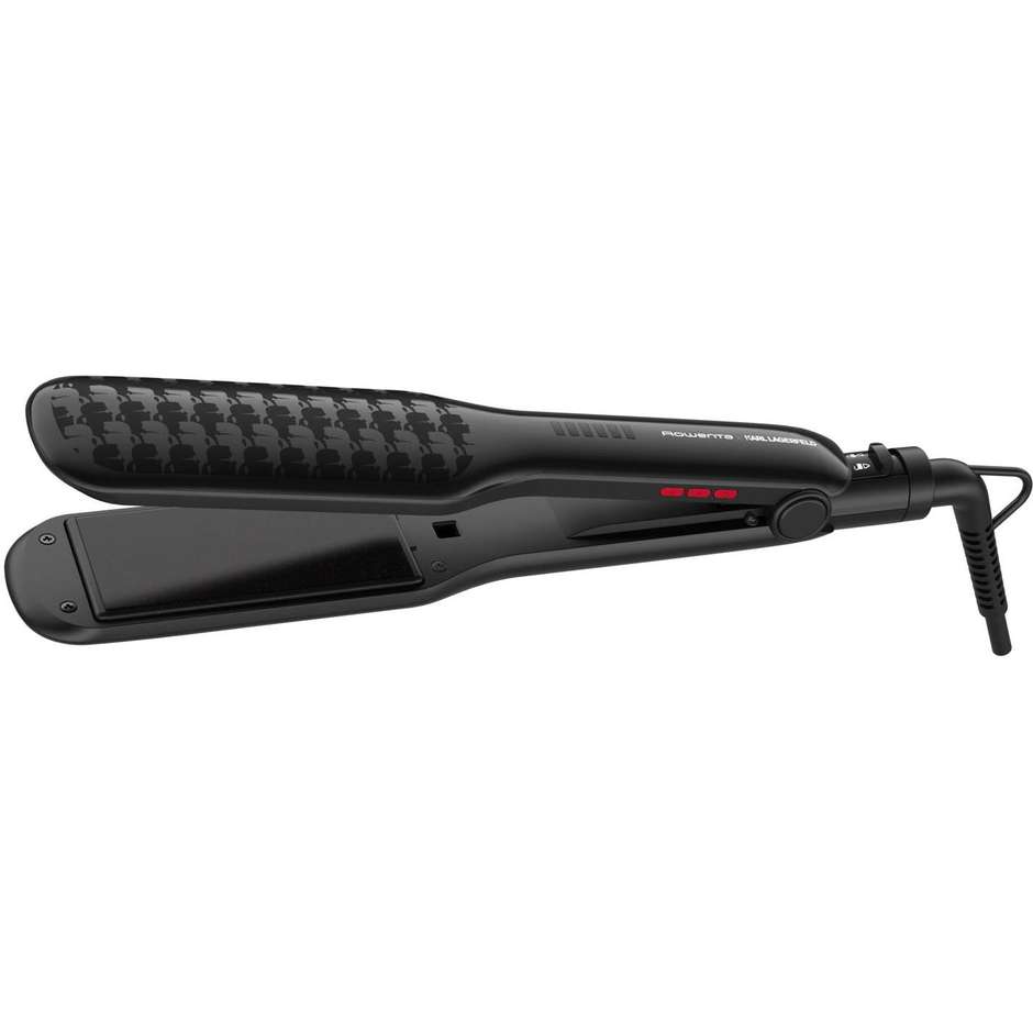 Rowenta x Karl Lagerfeld SF411L Piastra per Capelli con Rivestimento Cheratina e Tormalina Nero