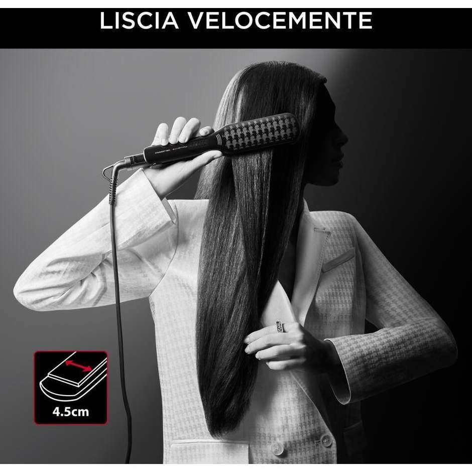 Rowenta x Karl Lagerfeld SF411L Piastra per Capelli con Rivestimento Cheratina e Tormalina Nero