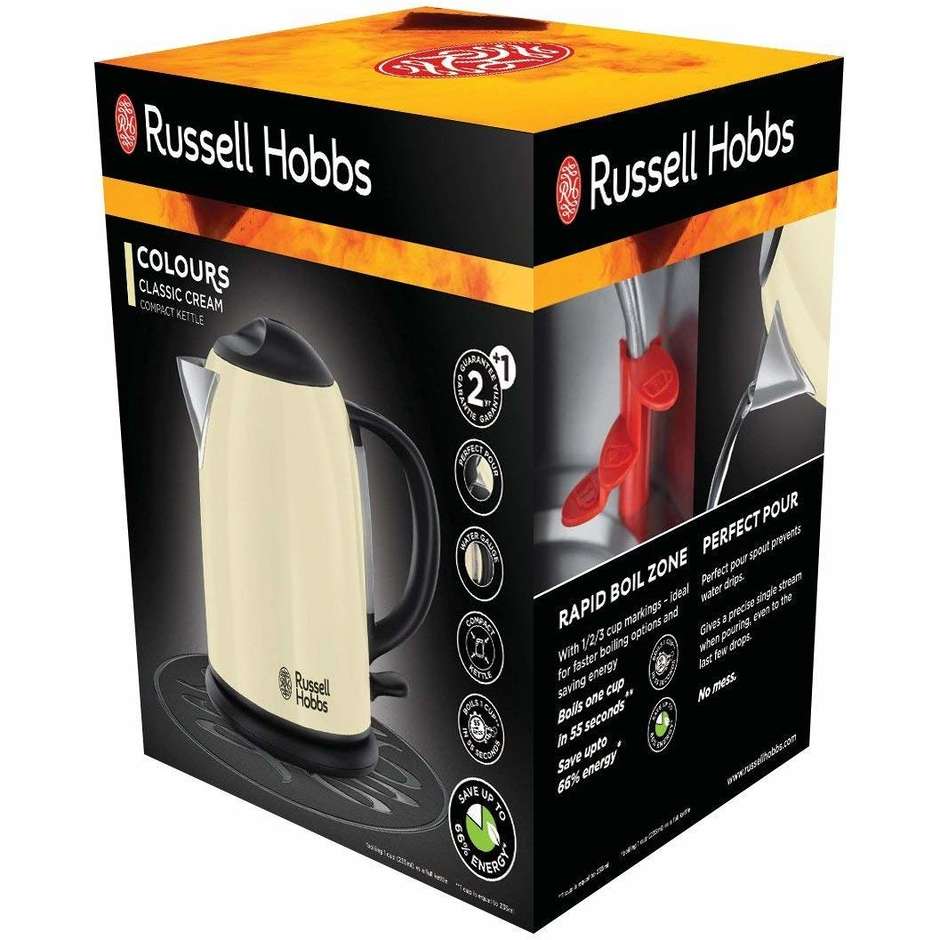 Russell Hobbs 20194-70 bollitore capacità 1 litro potenza 2200 watt colore crema