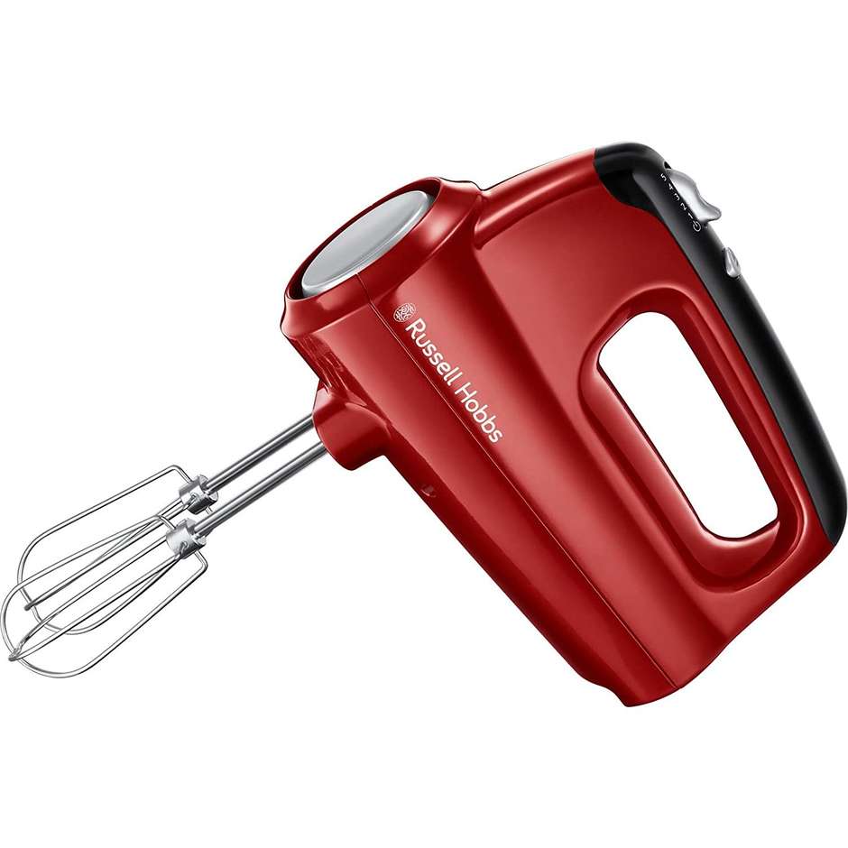 Russell Hobbs 24670-56 Desire Sbattitore Elettrico 350 W 5 Velocità + Turbo Fruste e Ganci Rosso e Nero