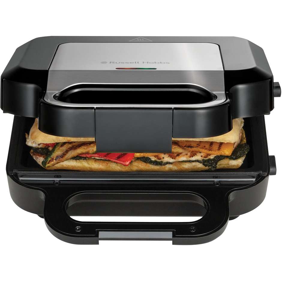 Russell Hobbs 26810-56 Tostiera per Panini e Cialde 750W, Piastre Rimovibili Antiaderenti, Nero e Acciaio Inox